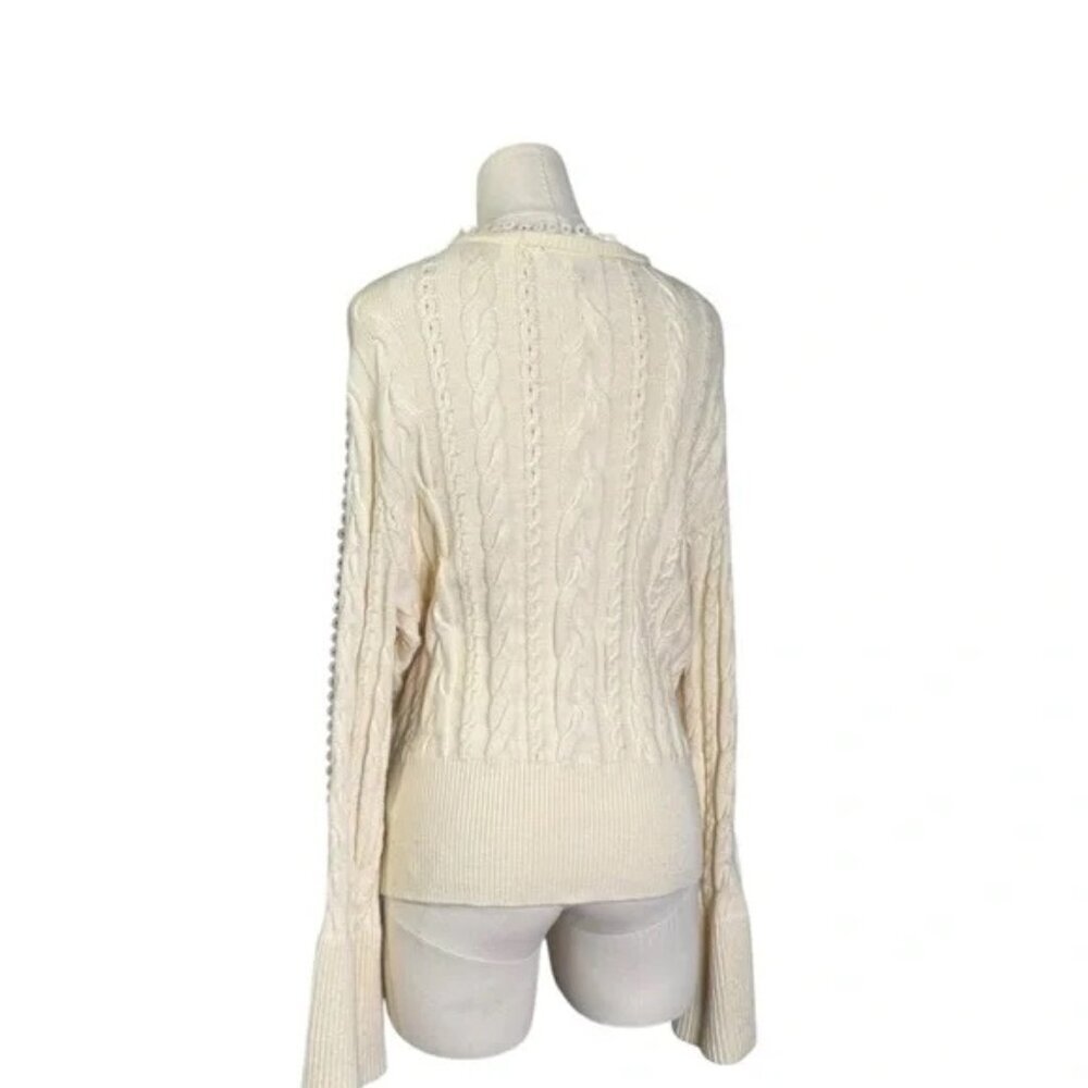 EXPRESS - Cable Knot Long sleeve cream Sweater - Size Small - Picture 5 of 6